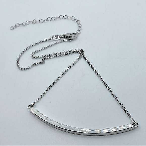 DYADEMA Sterling Silver Minimalist Curved Bar Chain 12” - 15” Adjustable - Picture 1 of 6